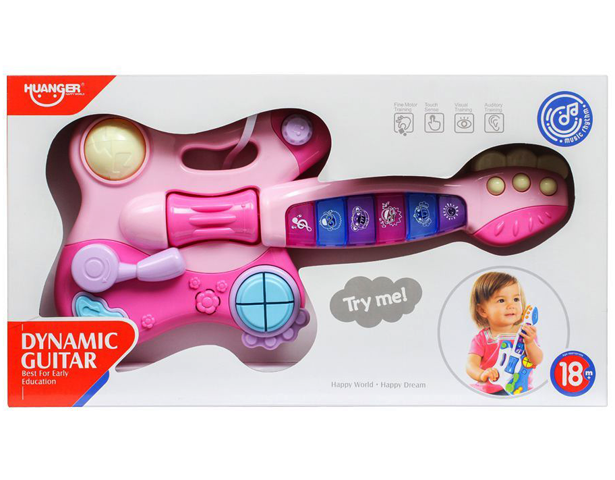 Huanger Guitar with Light & Music – Electronic Musical Toy for Kids