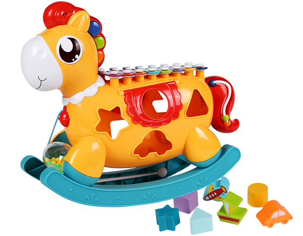 Huanger 5 in 1 Rocking Horse Shape Musical Instrument for Kids