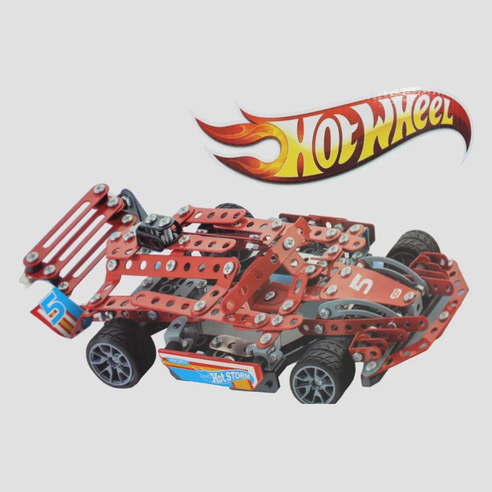 Metal Constructor Steam Hot Wheel Sports Car – 372 Pieces (Red)