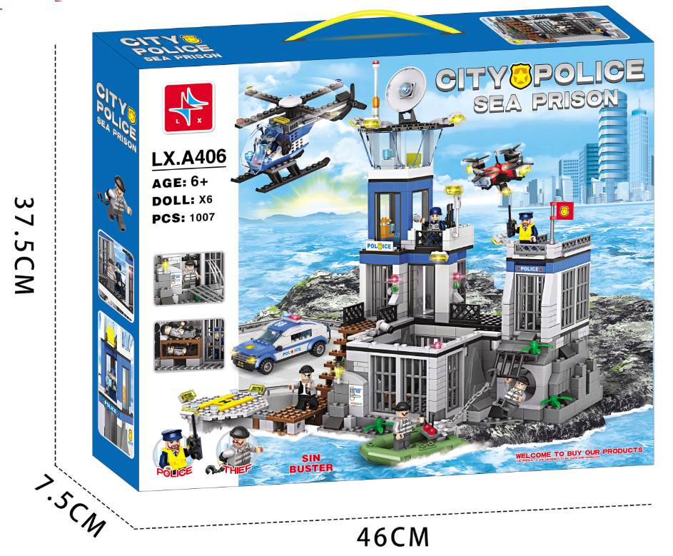 City Police Sea Prison Building Blocks | 1007 Pieces