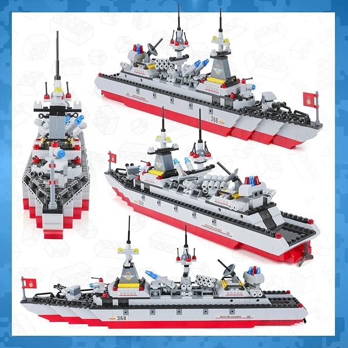Military Battleship Building Blocks Kit