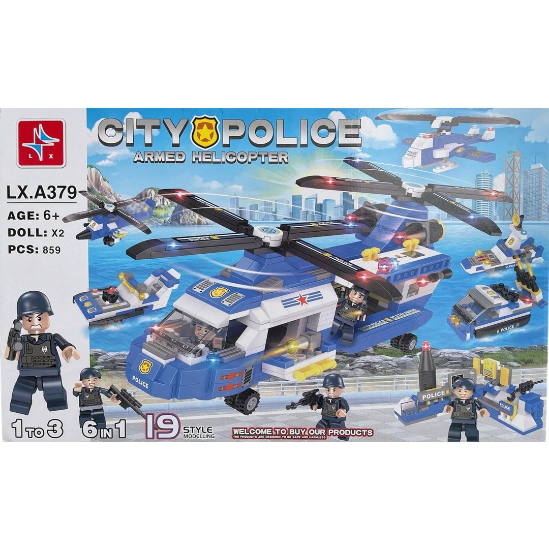 City Police Helicopter Building Blocks Set