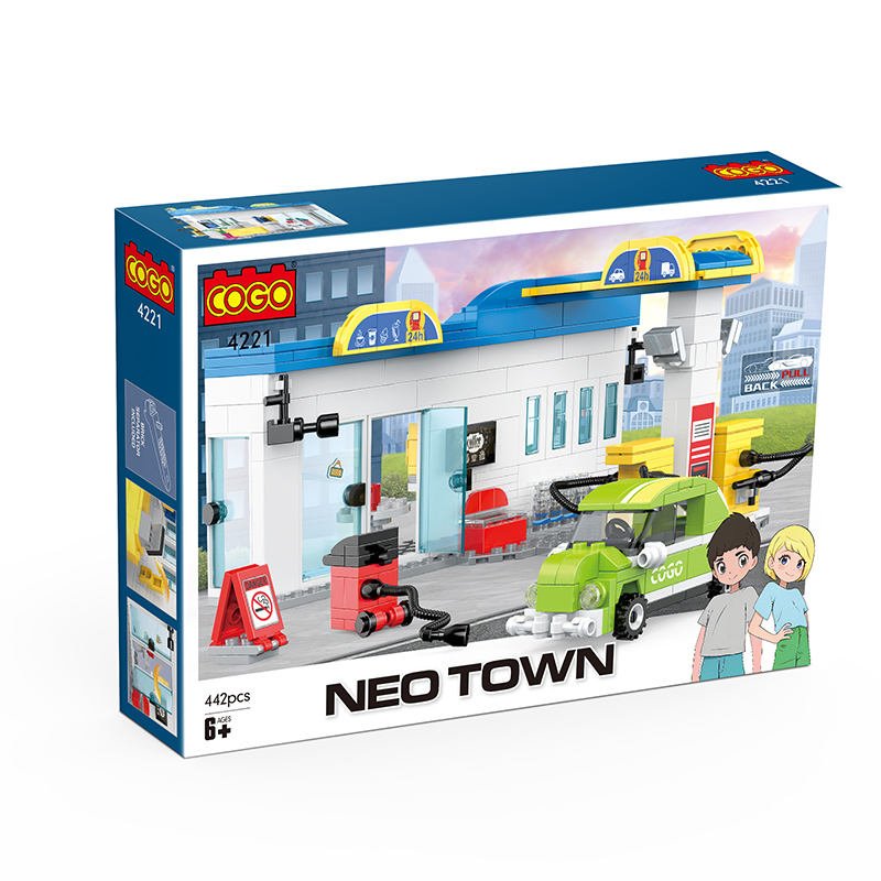 City Gas Station Car Building Block Set