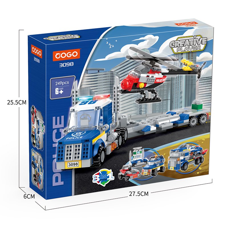 3-in-1 Police Vehicle Construction Block Set