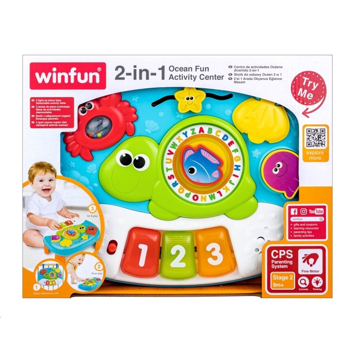 2-in-1 Ocean Fun Activity Center – Crib & Table Play with Lights and Music