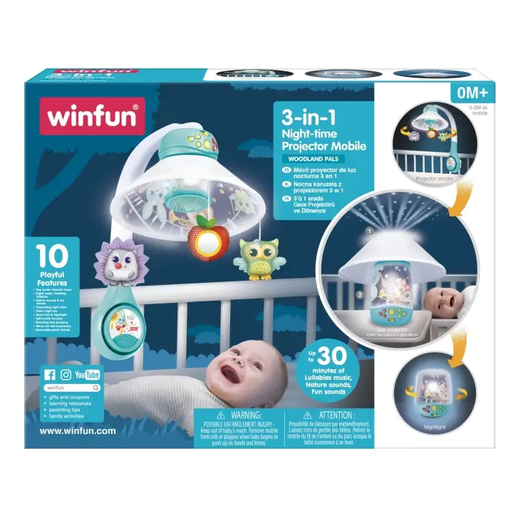 3-in-1 Night-time Projector Mobile – Crib Mobile, Star Projector & Nightlight