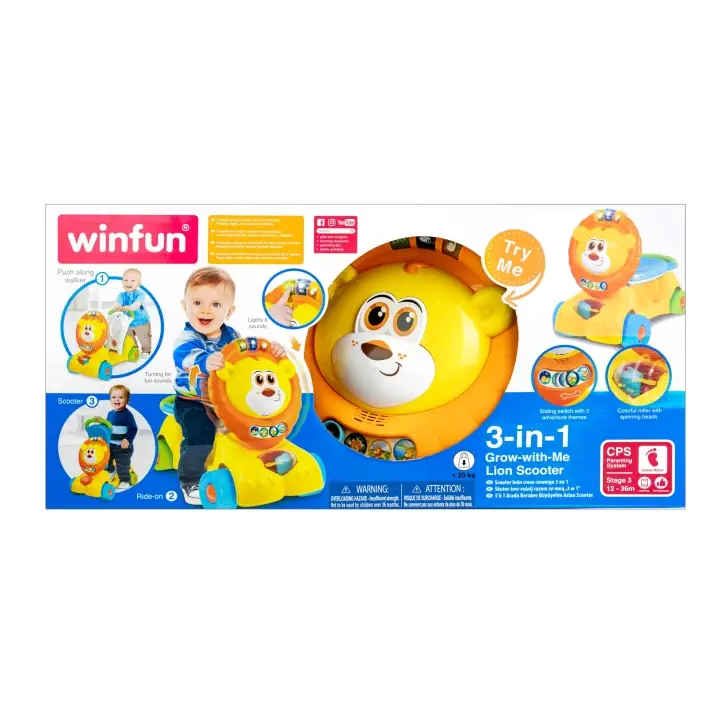 3-in-1 Grow-with-Me Lion Scooter – Walker, Ride-On & Scooter